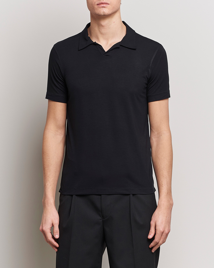 Mies |  | Giorgio Armani | Short Sleeve Stretch Polo Black