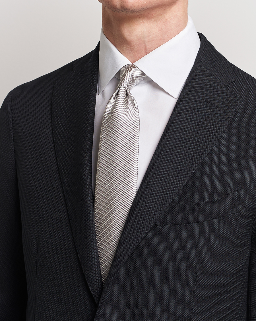 Mies |  | Giorgio Armani | Jacquard Silk Tie Light Grey