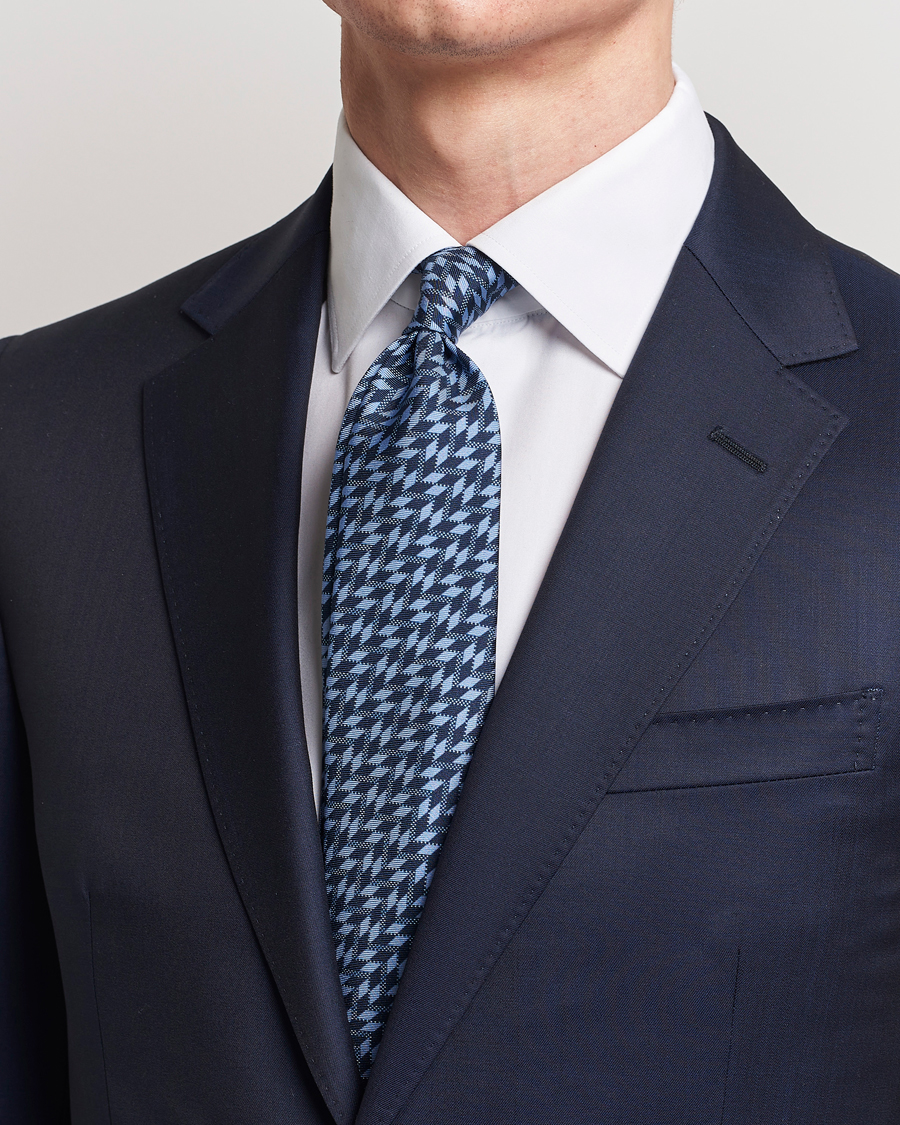 Mies |  | Giorgio Armani | Printed Silk Tie  Navy Blue