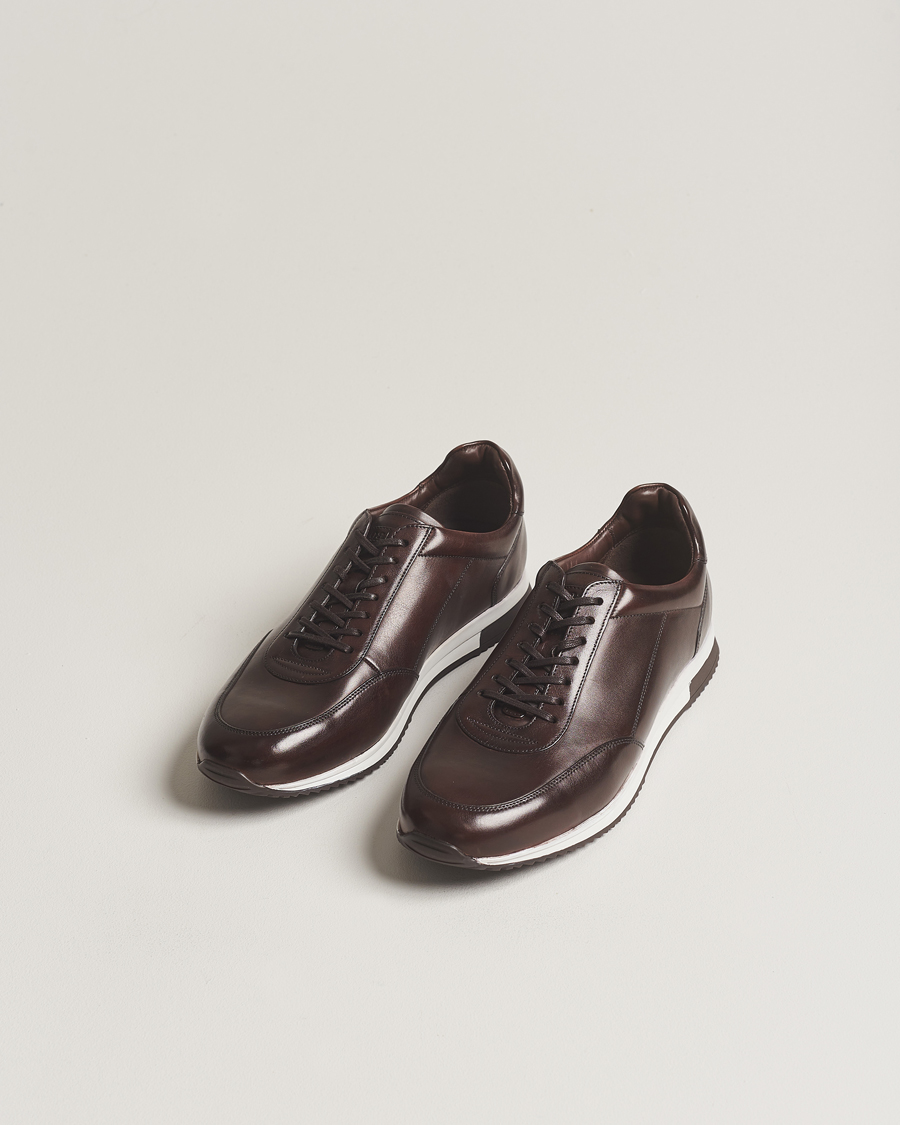 Mies |  | Loake 1880 | Bannister Leather Running Sneaker Dark Brown
