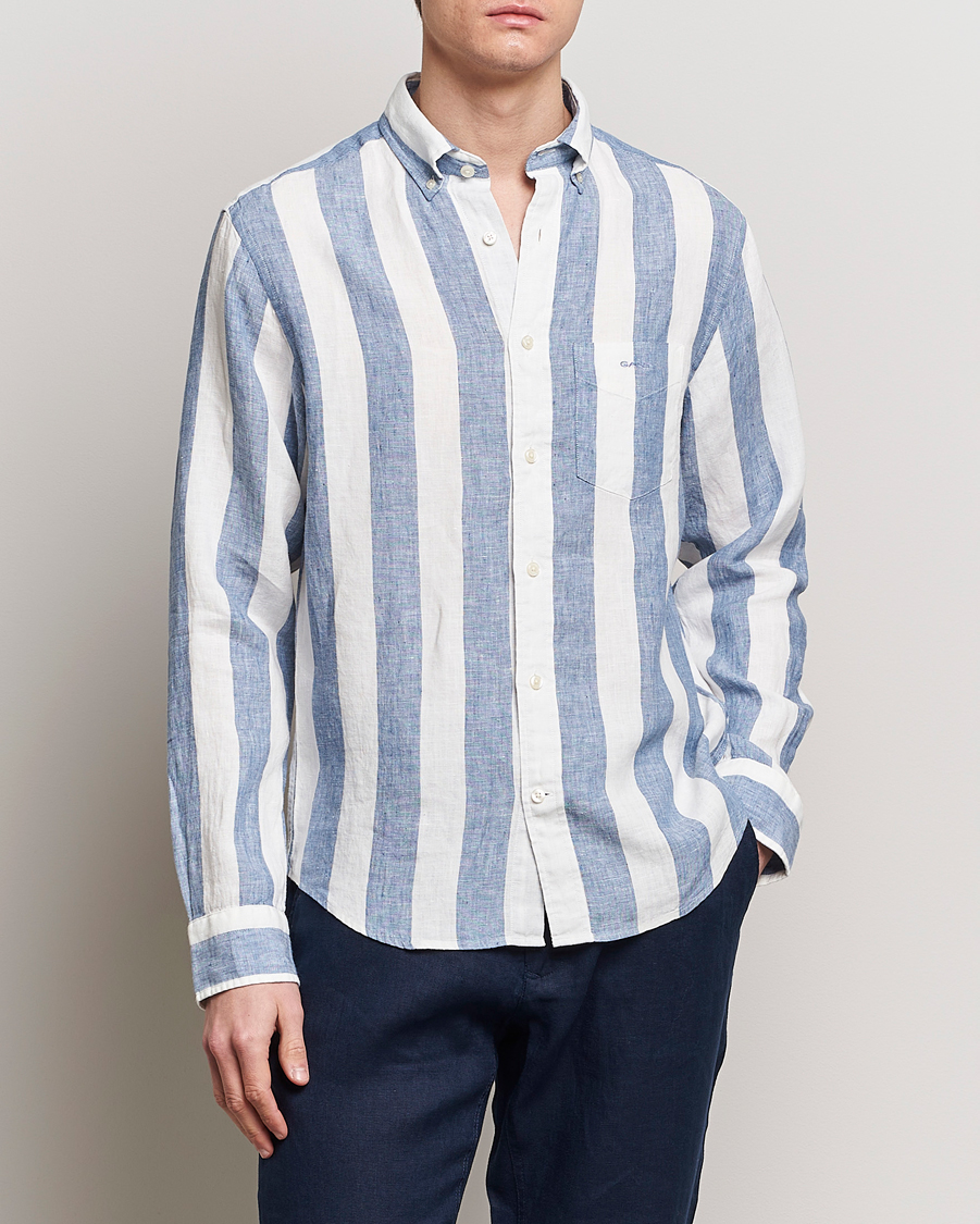 Mies | Vaatteet | GANT | Regular Fit Bold Stripe Linen Shirt Blue/White