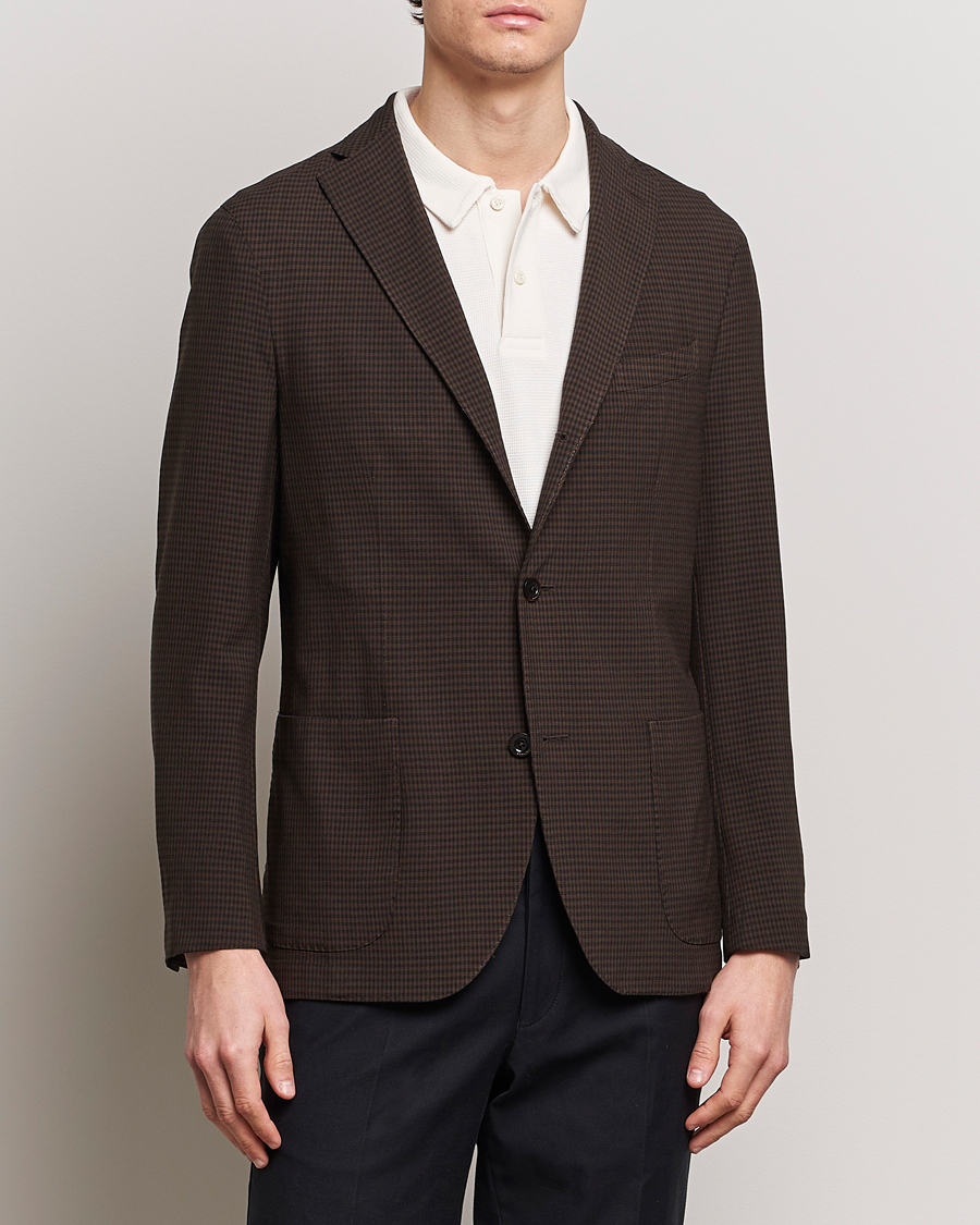 Mies | Pikkutakit | Boglioli | K Jacket Check Wool Blazer Dark Brown