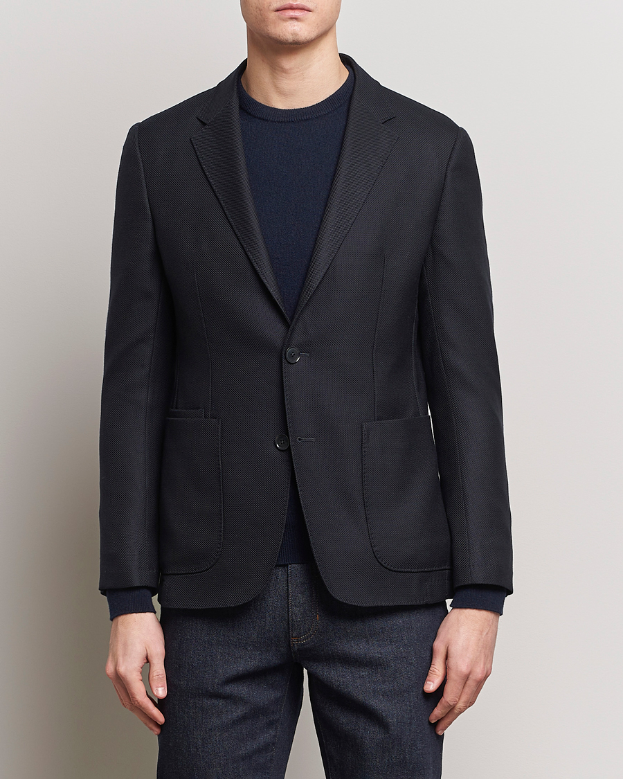 Mies |  | Zegna | Unconstructed Wool Blazer Navy