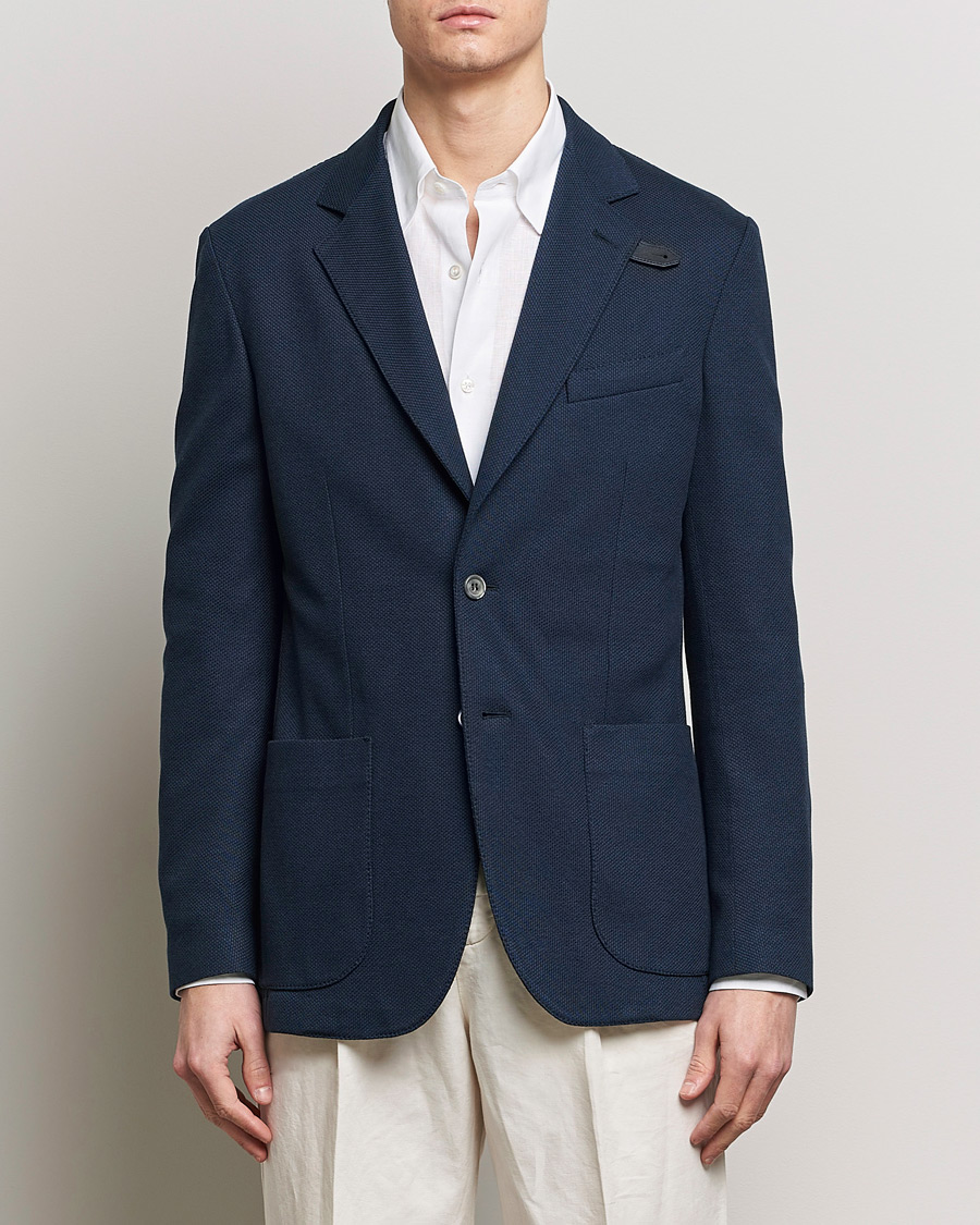 Mies | Luxury Brands | Brioni | Cotton/Silk Jersey Blazer Navy