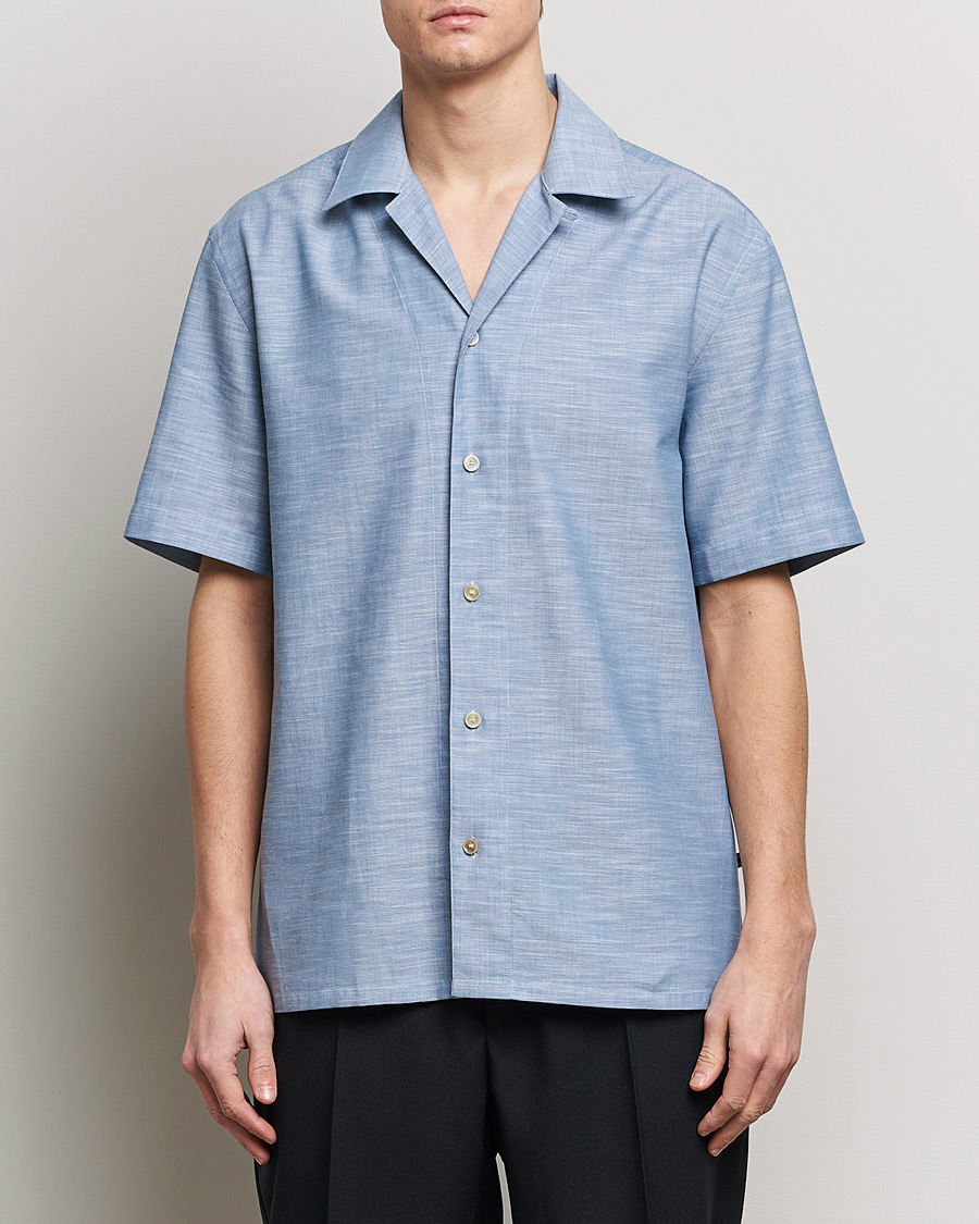 Mies | Luxury Brands | Brioni | Cotton Cuban Shirt Light Blue