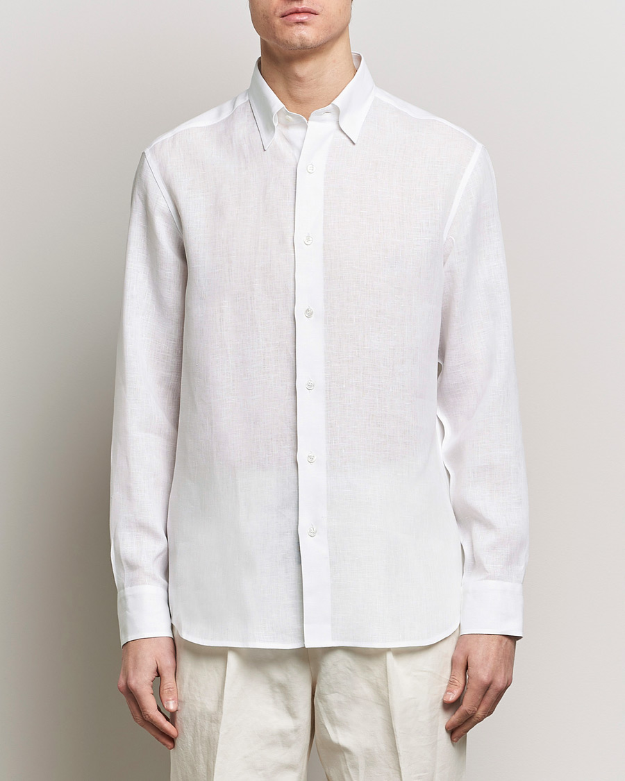 Mies | Luxury Brands | Brioni | Linen Sport Shirt White