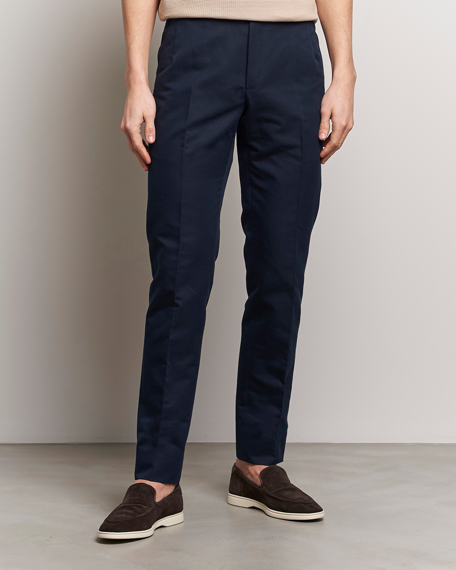 Mies | Vaatteet | Brioni | Cotton/Linen Sport Trousers Navy