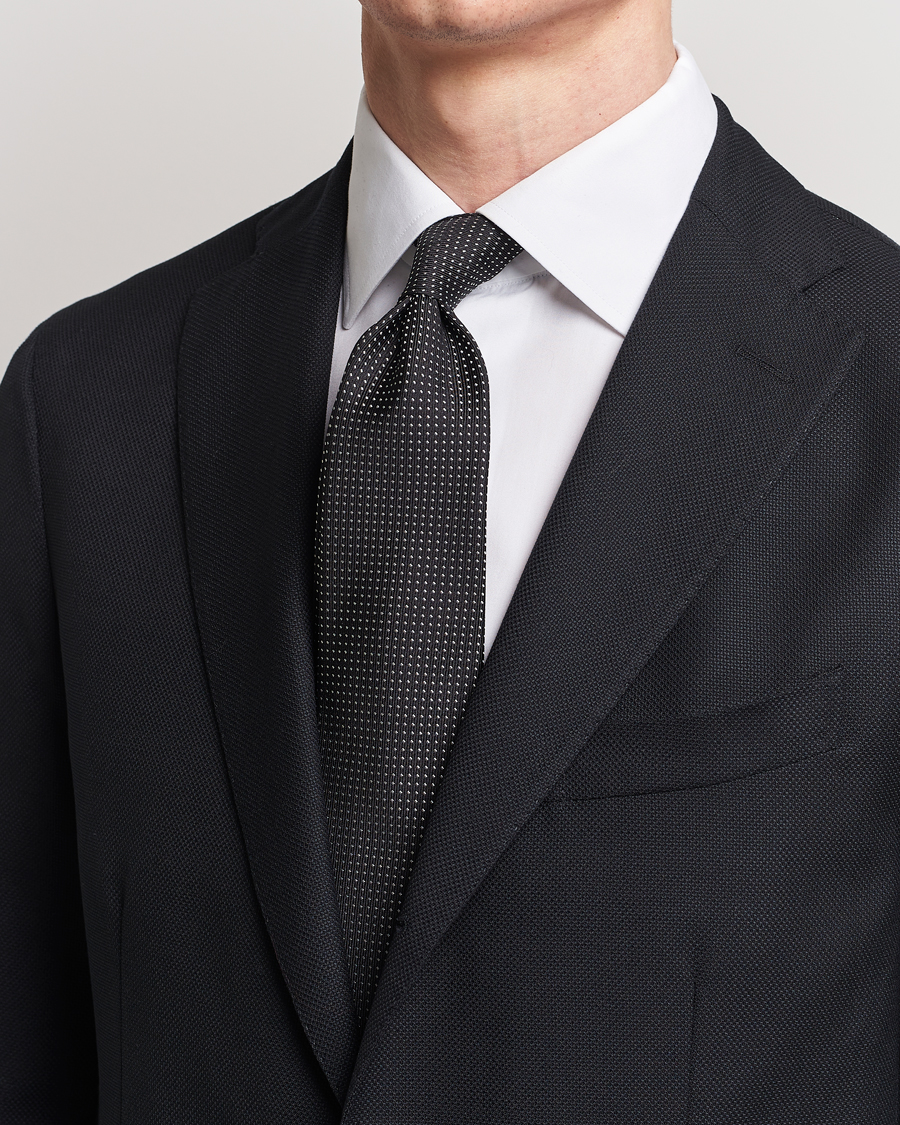 Mies | Luxury Brands | Brioni | Dotted Silk Tie Black
