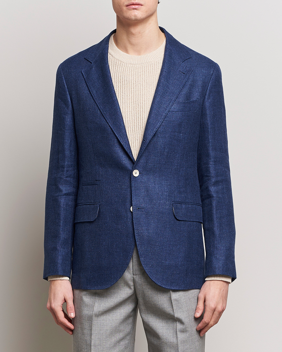 Mies | Vaatteet | Brunello Cucinelli | Linen/Silk Blazer Indigo Blue