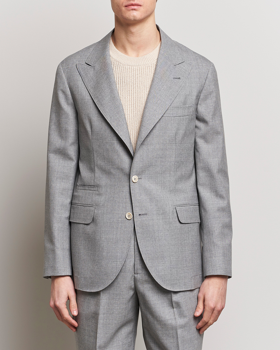 Mies | Vaatteet | Brunello Cucinelli | Peak Lapel Wool Blazer Light Grey