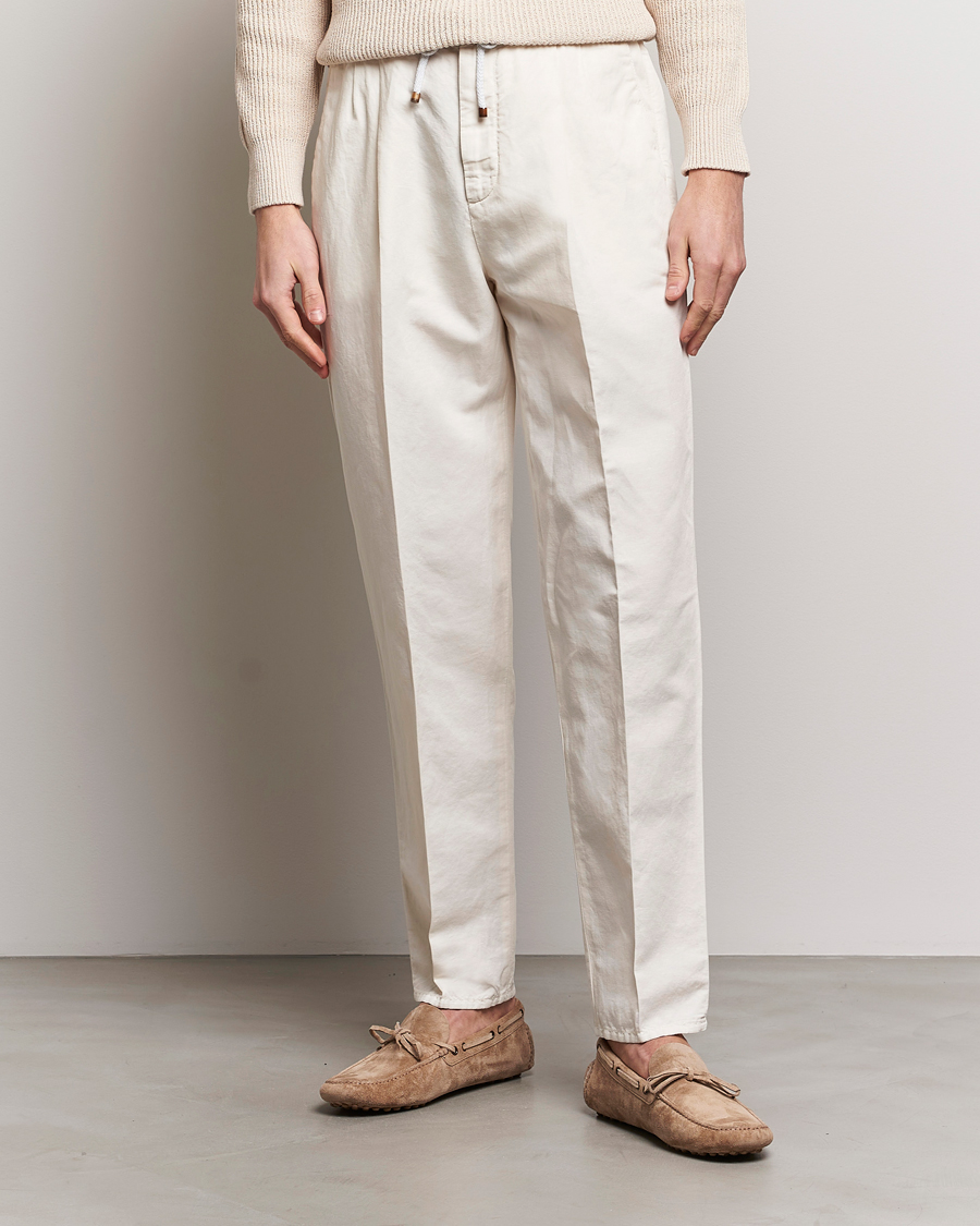 Mies | Vaatteet | Brunello Cucinelli | Cotton/Linen Drawstring Pants Off White