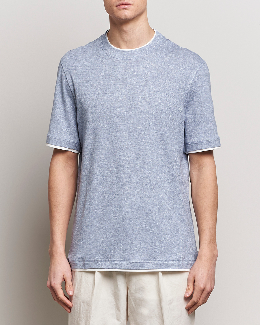 Mies | Vaatteet | Brunello Cucinelli | Cotton/Linen T-Shirt Light Blue