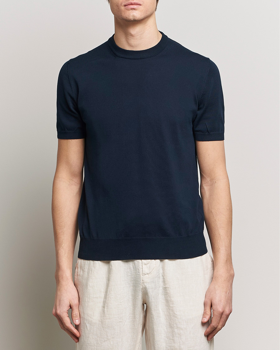 Mies | Altea | Altea | Extrafine Cotton Knit T-Shirt Navy