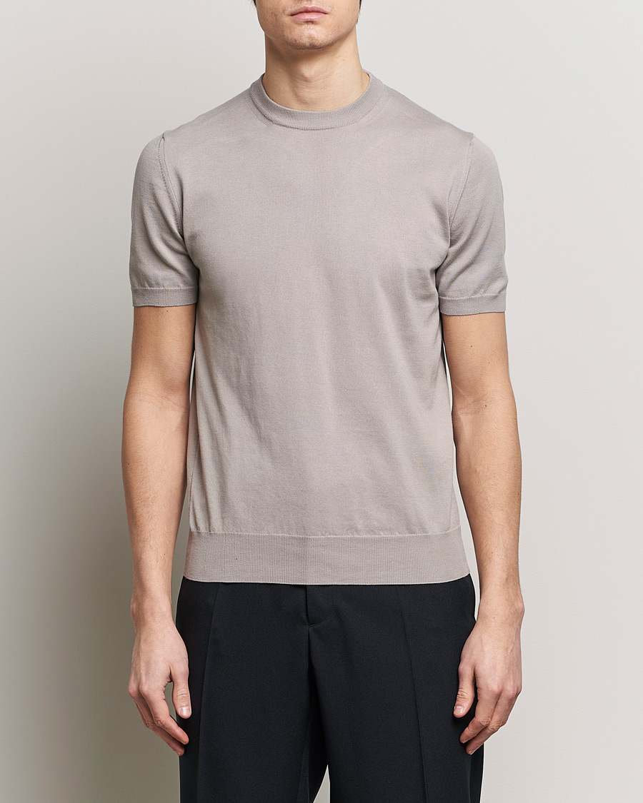 Mies | Altea | Altea | Extrafine Cotton Knit T-Shirt Taupe