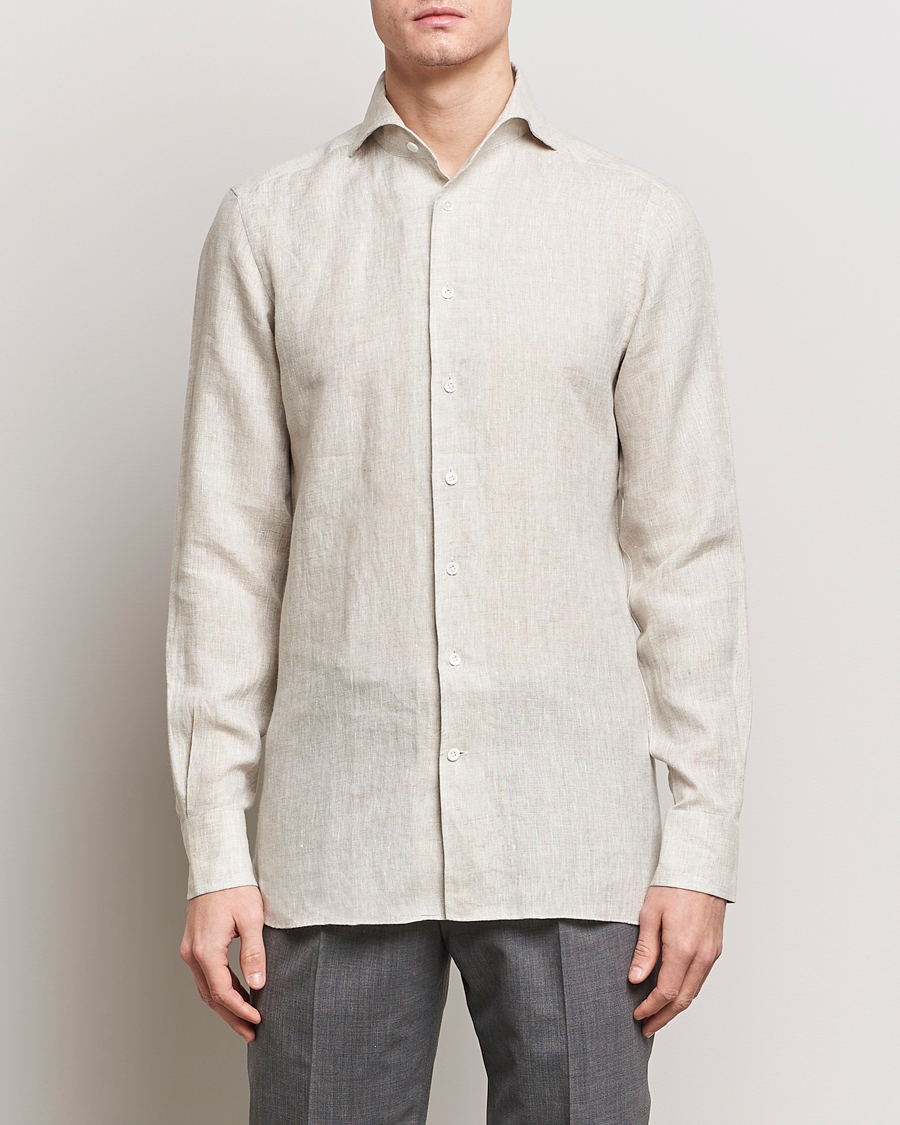 Mies | Pellavapaidat | 100Hands | Linen Shirt Oatmeal