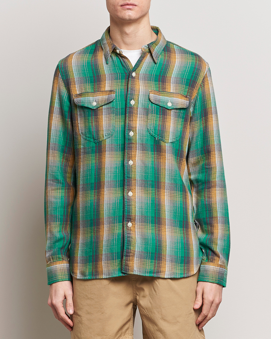 Mies | American Heritage | RRL | Preston Double Pocket Shirt Green/Yellow