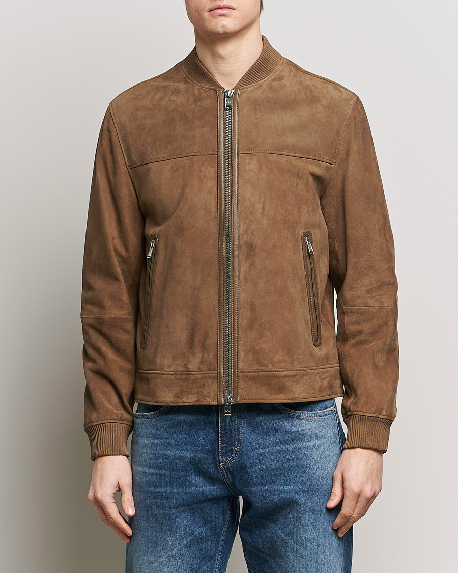 Mies | BOSS | BOSS BLACK | Malbano Leather Jacket Open Brown