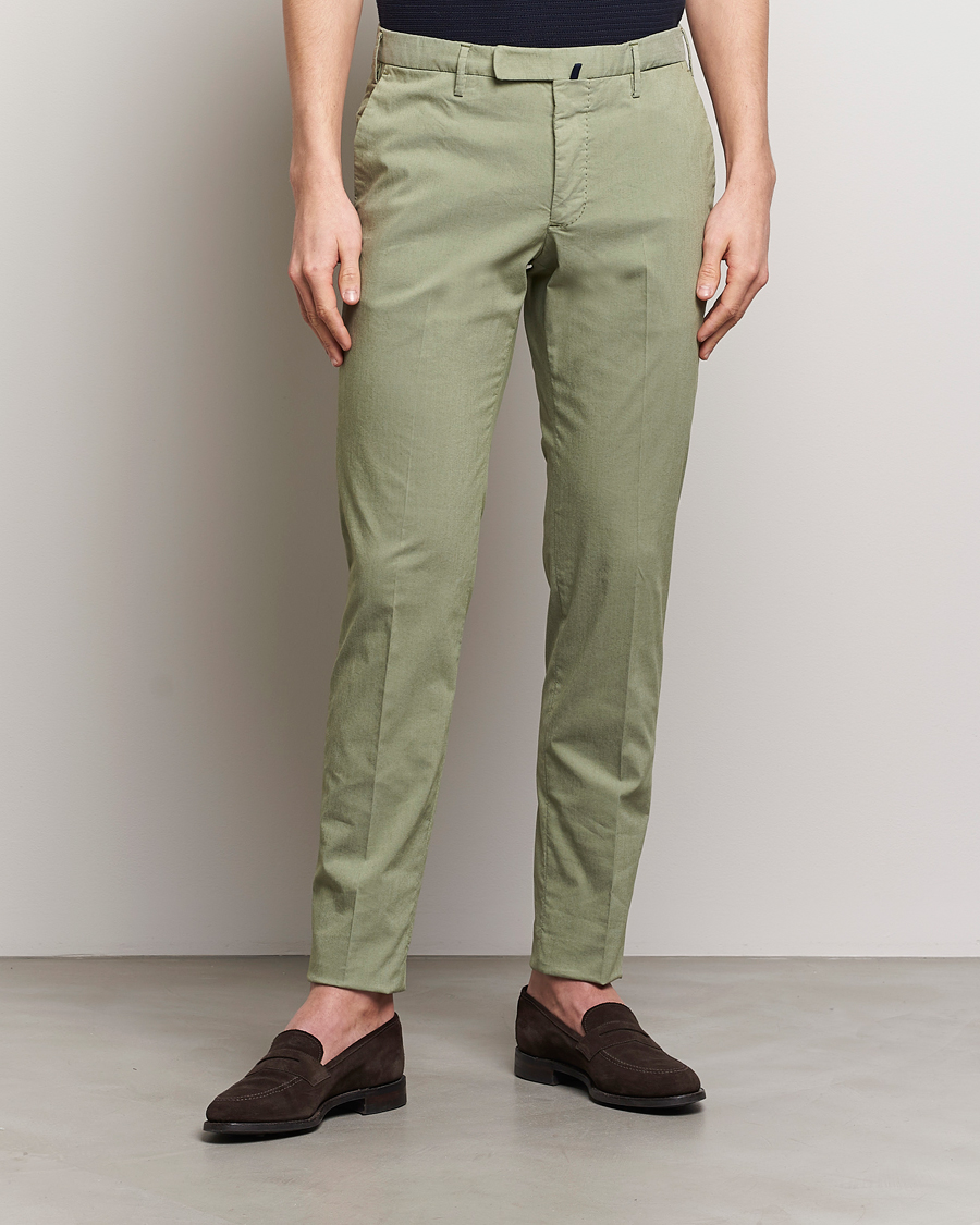 Mies | Kanta-asiakastarjous | Incotex | Slim Fit Washed Cotton Comfort Trousers Olive