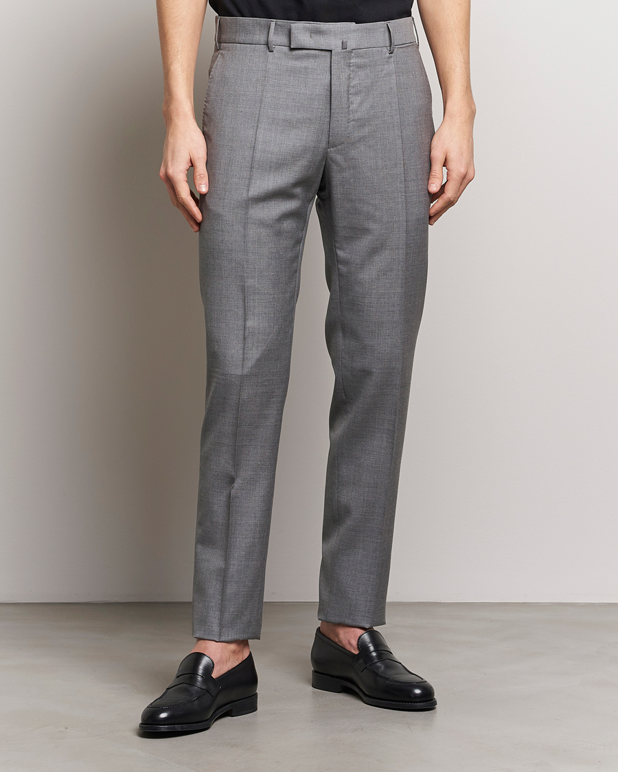 Mies | Formal Wear | Incotex | Slim Fit Tropical Wool Trousers Light Grey