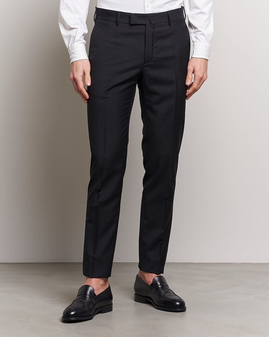 Mies |  | Incotex | Slim Fit Tropical Wool Trousers Black