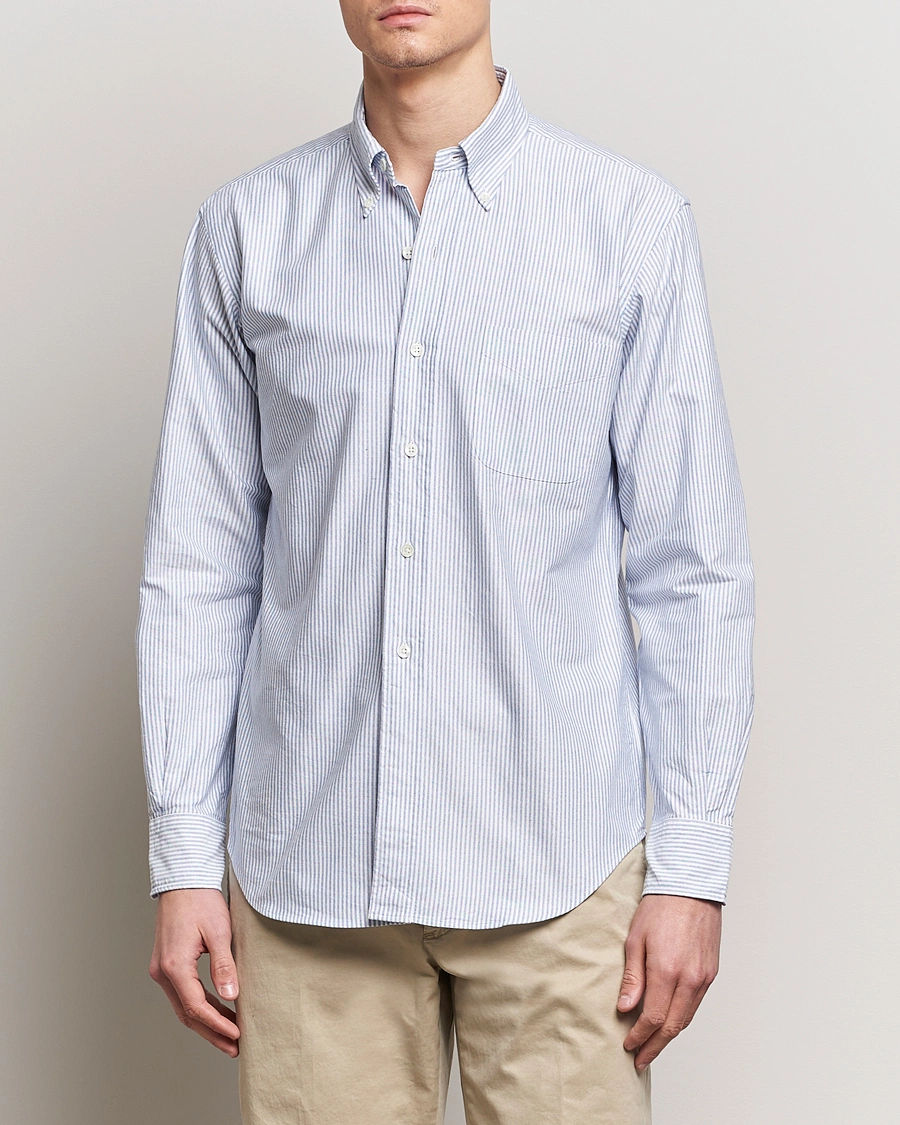Mies | Kamakura Shirts | Kamakura Shirts | Vintage Ivy Oxford Button Down Shirt Blue Stripe