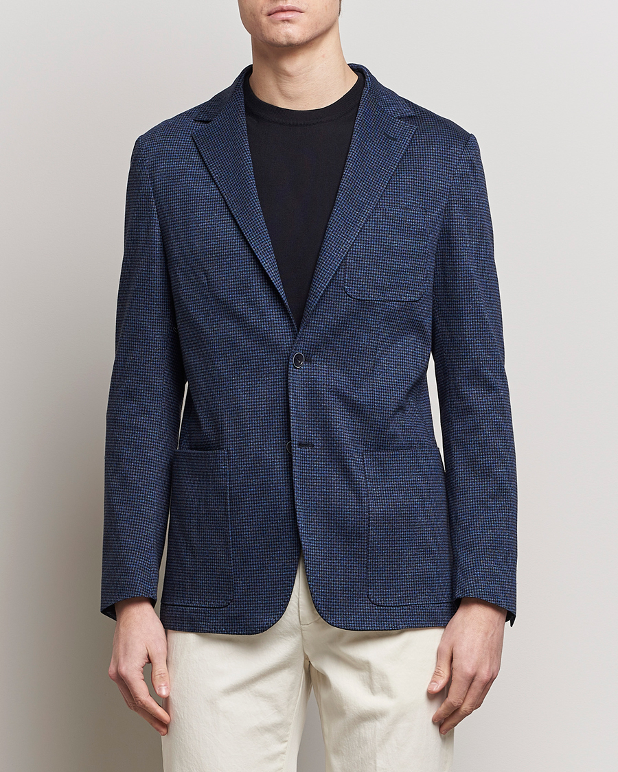 Mies | Formal Wear | Canali | Micro Check Jersey Blazer Navy