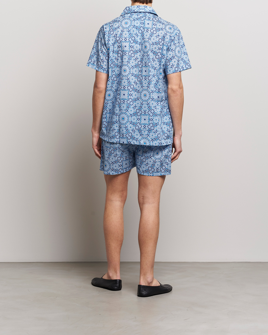 Mies | Yöpuvut | Derek Rose | Shortie Printed Cotton Pyjama Set Blue