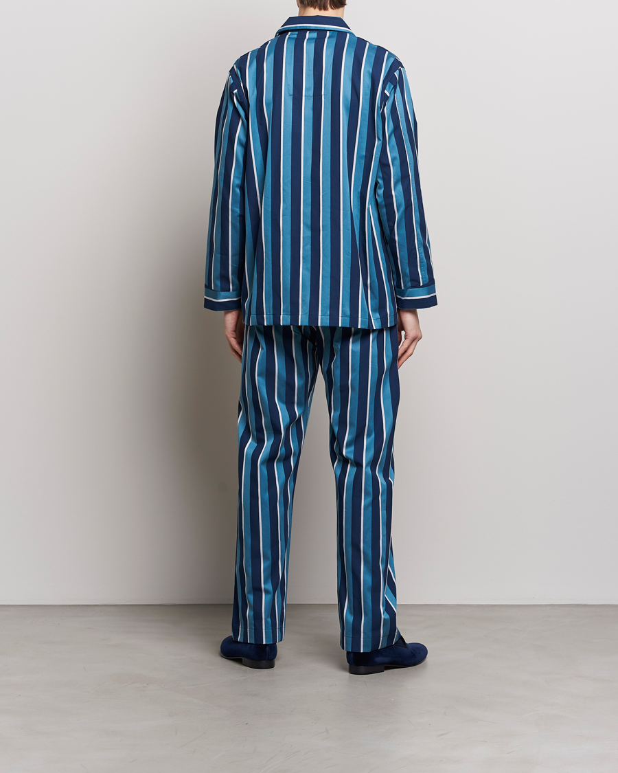 Mies | Yöpuvut ja kylpytakit | Derek Rose | Cotton Striped Pyjama Set Teal
