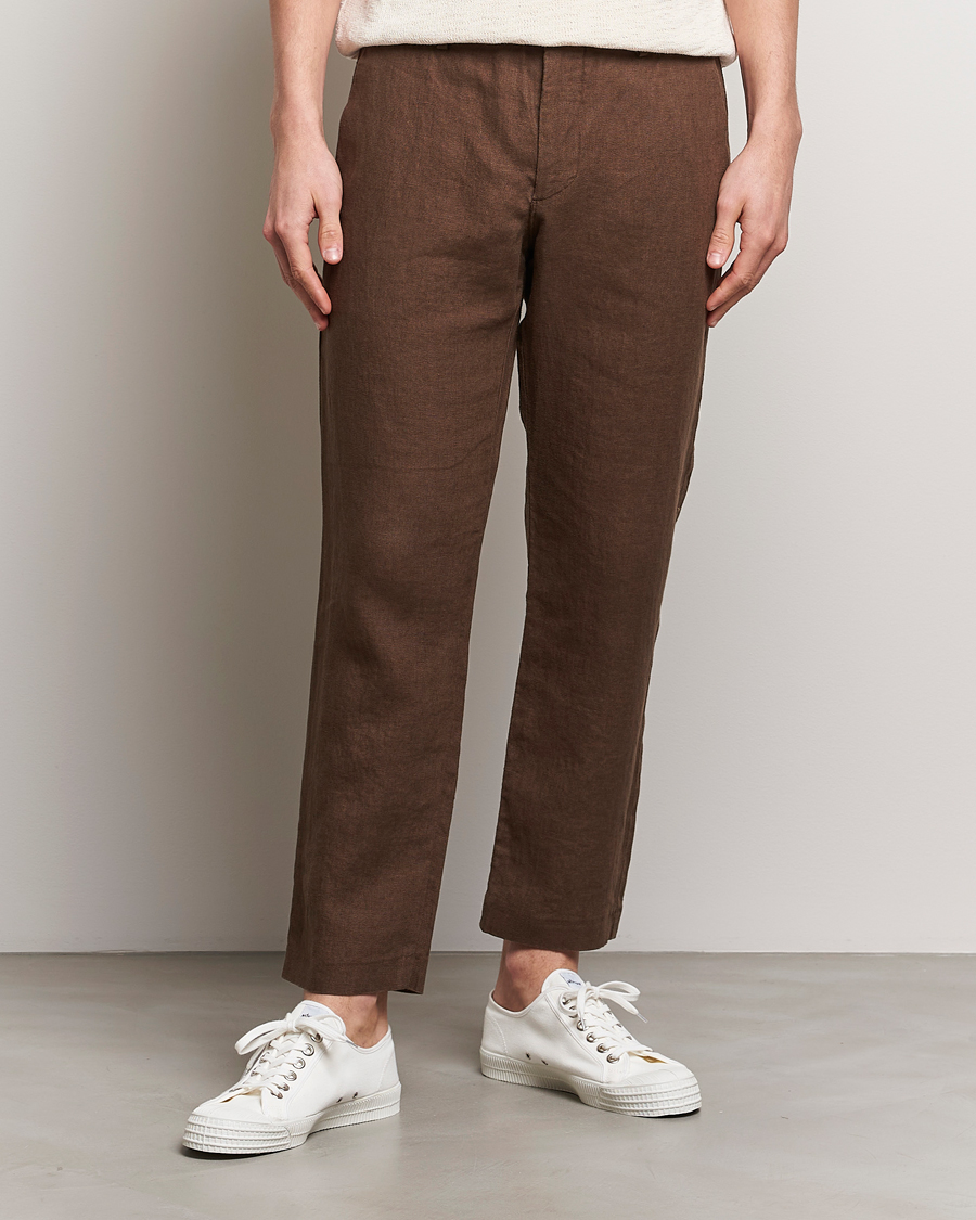 Mies | Uutuudet | NN07 | Theo Linen Trousers Cocoa Brown