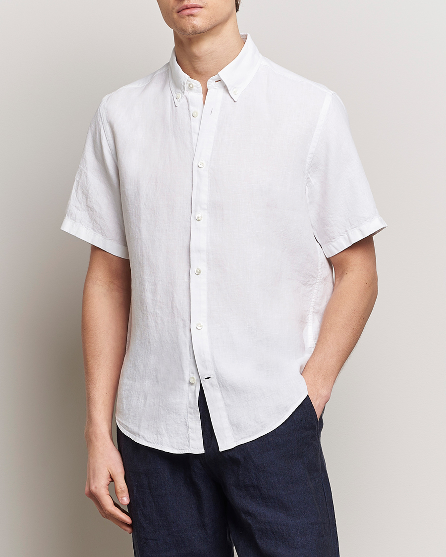Mies | NN07 | NN07 | Arne Linen Short Sleeve Shirt White