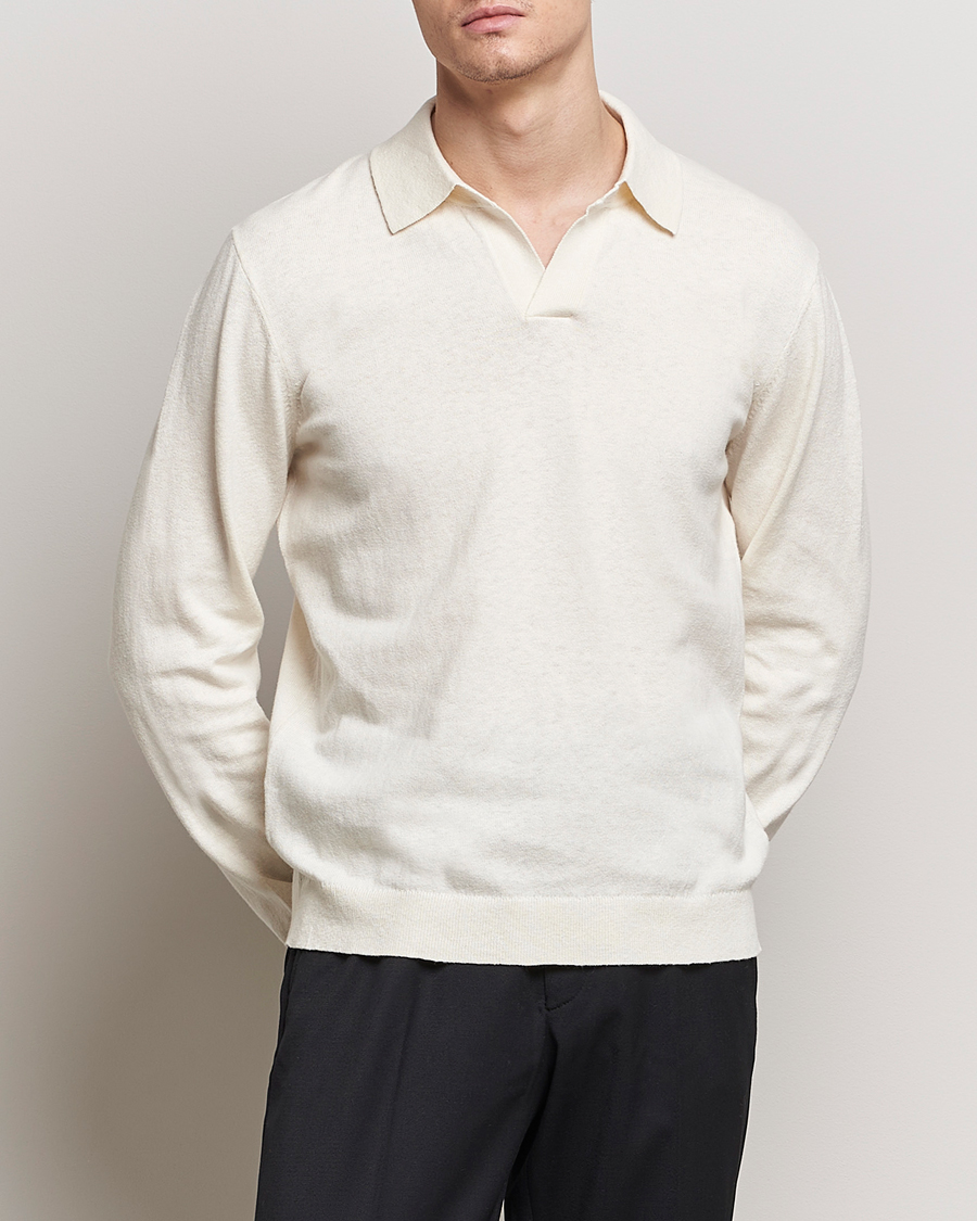 Mies |  | A Day's March | Manol Cotton Linen Polo Off White