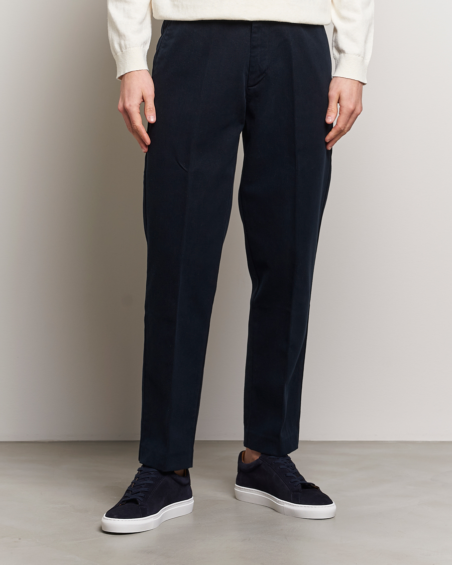 Mies | Irtohousut | A Day\'s March | Miller Cotton/Lyocell Trousers Navy