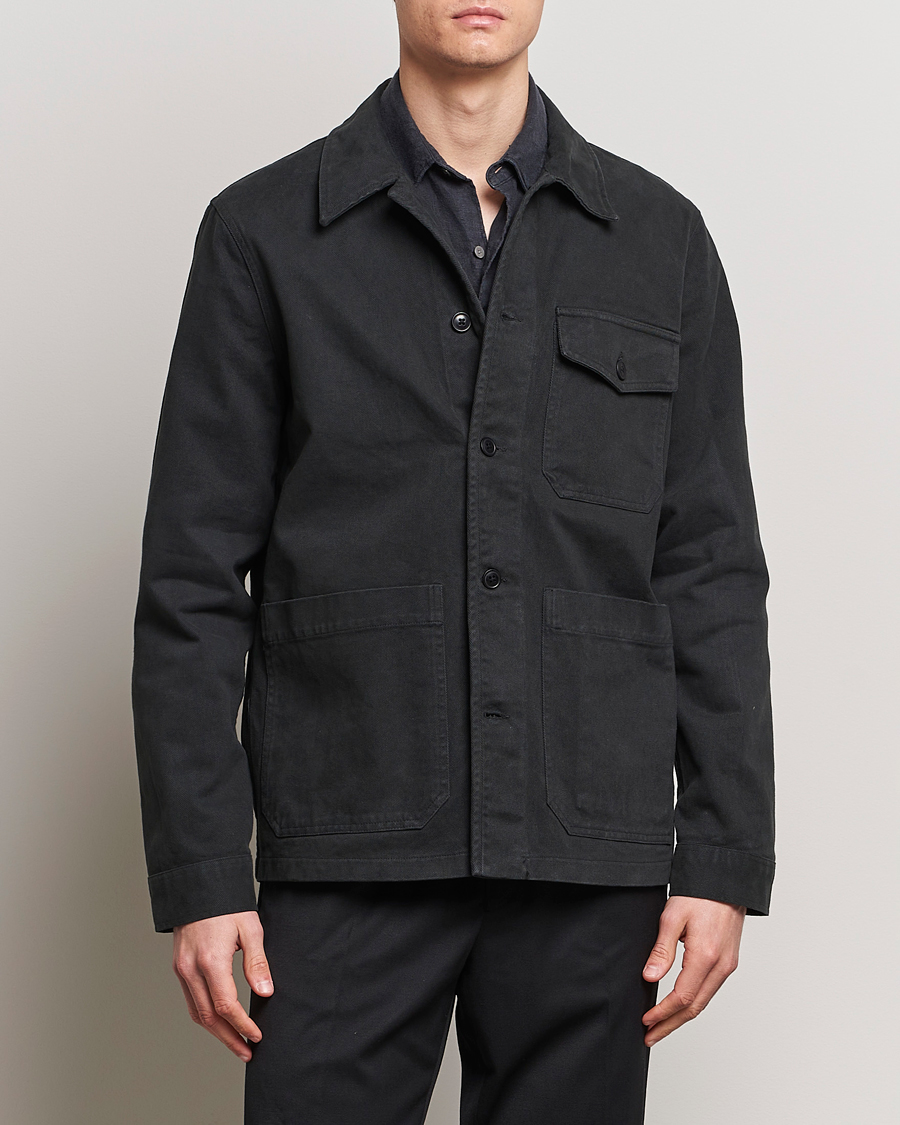 Mies |  | A Day's March | Patch Pocket Sturdy Twill Overshirt Off Black