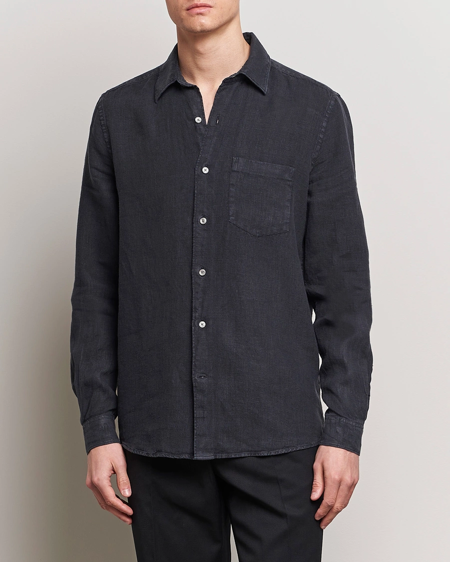 Mies | A Day's March | A Day's March | Abu Linen Shirt Off Black