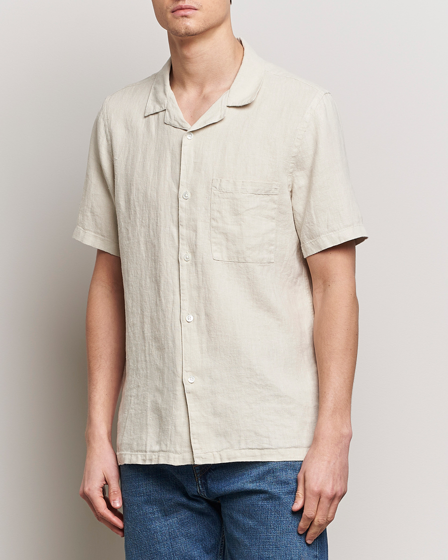 Mies |  | A Day's March | Yamu Short Sleeve Linen Shirt Sand