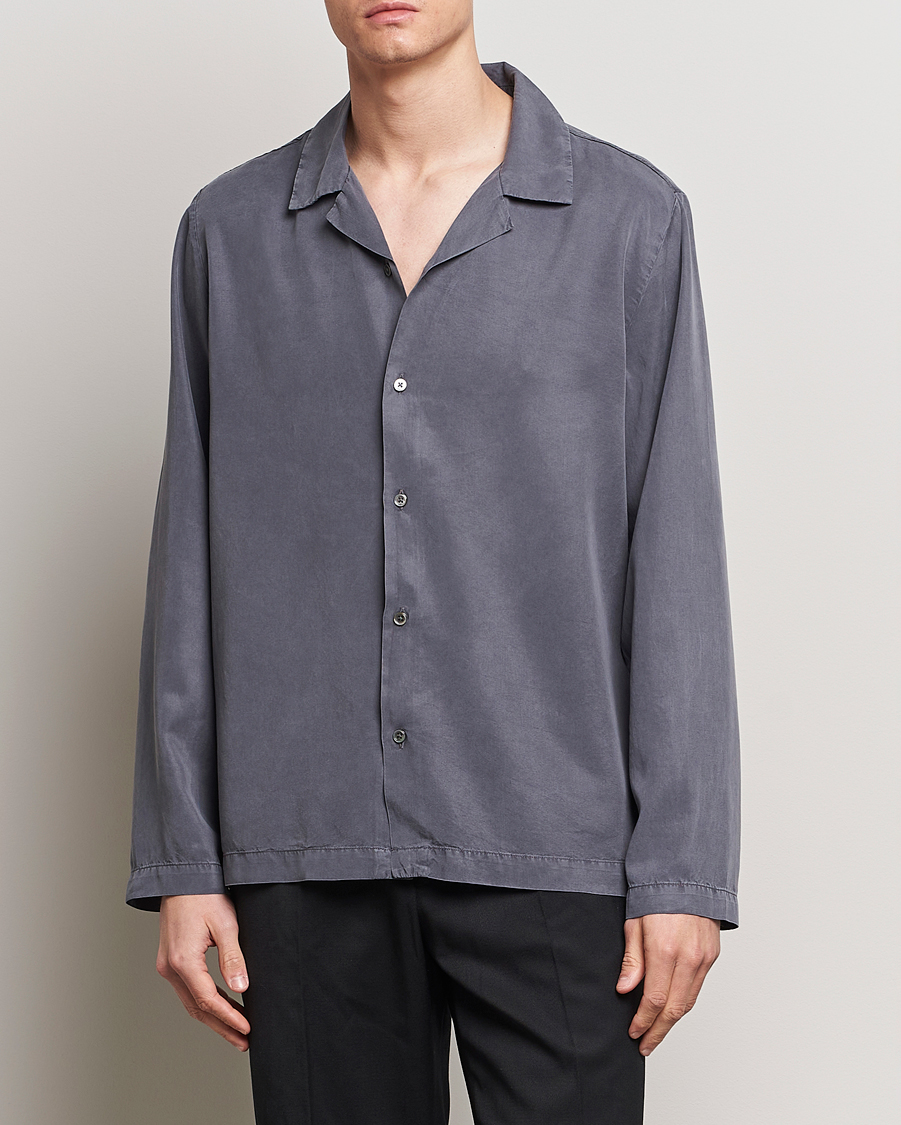 Mies | Rennot paidat | A Day\'s March | Chase Camp Collar Lyocell Shirt Dark Grey