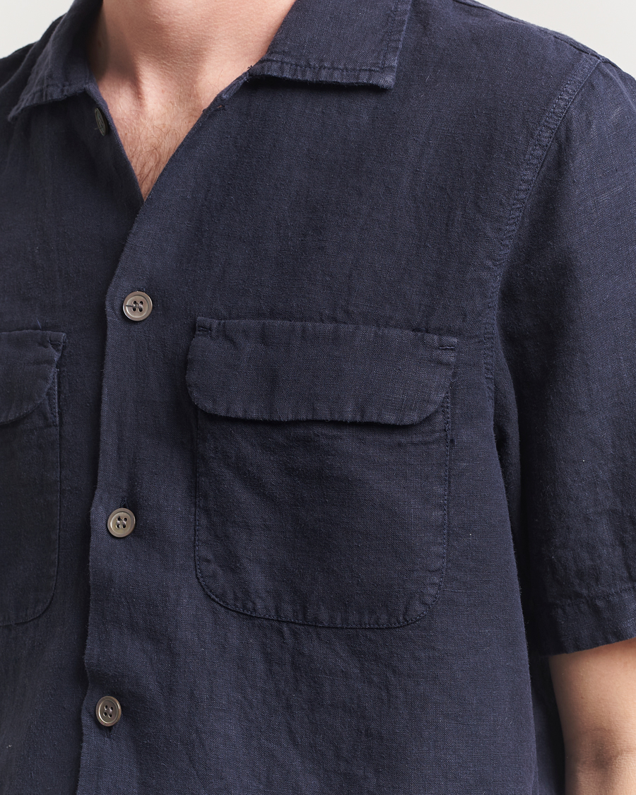 Mies | Kauluspaidat | Oscar Jacobson | Reg Fit City Linen Shirt Navy