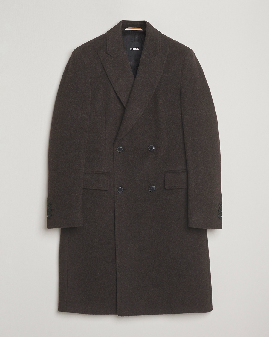 Mies | Takit | BOSS BLACK | Hyde Wool/Alpaca Double Breasted Coat Dark Brown
