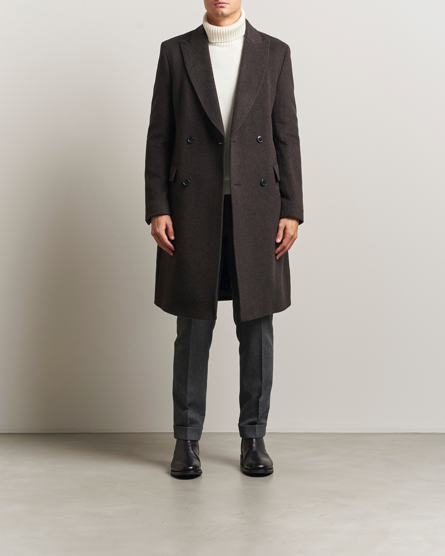 Mies | Takit | BOSS BLACK | Hyde Wool/Alpaca Double Breasted Coat Dark Brown