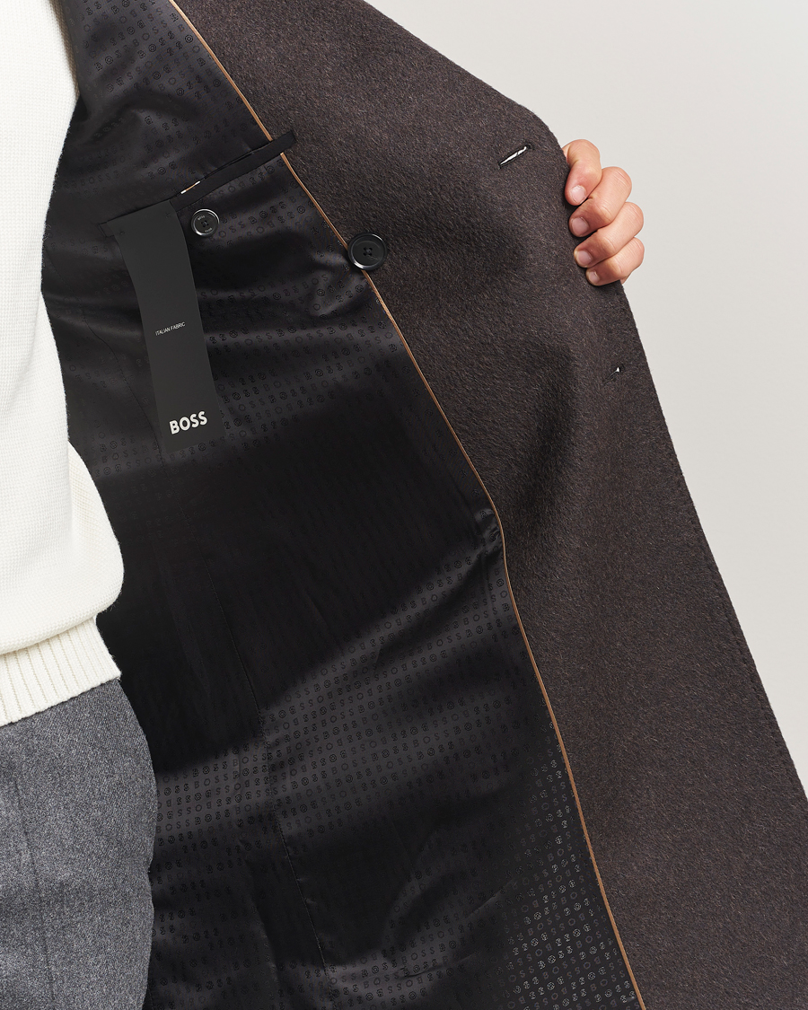 Mies | Takit | BOSS BLACK | Hyde Wool/Alpaca Double Breasted Coat Dark Brown