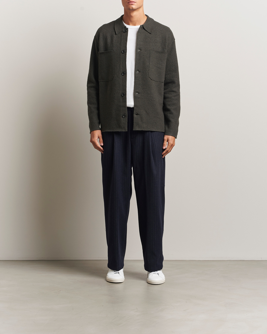 Mies | Puserot | NN07 | Jonas Boiled Wool Cardigan Dark Army