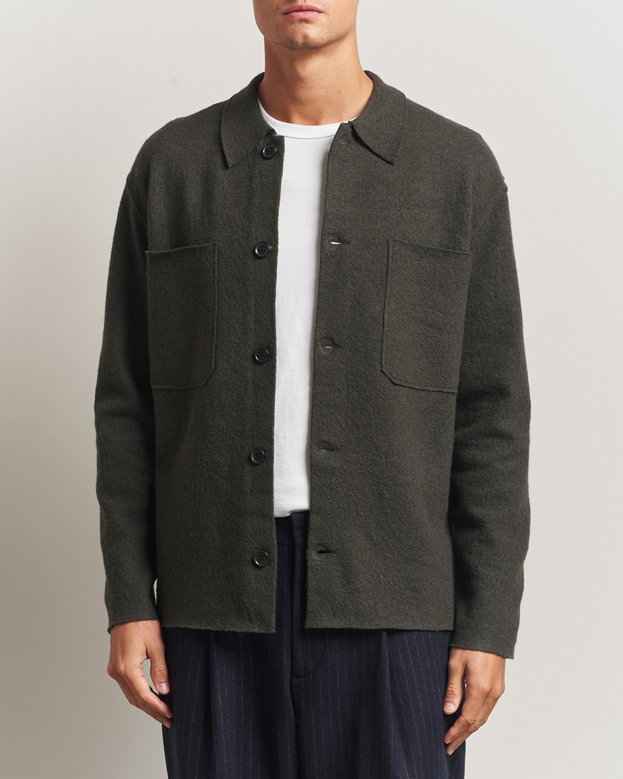 Mies | Puserot | NN07 | Jonas Boiled Wool Cardigan Dark Army