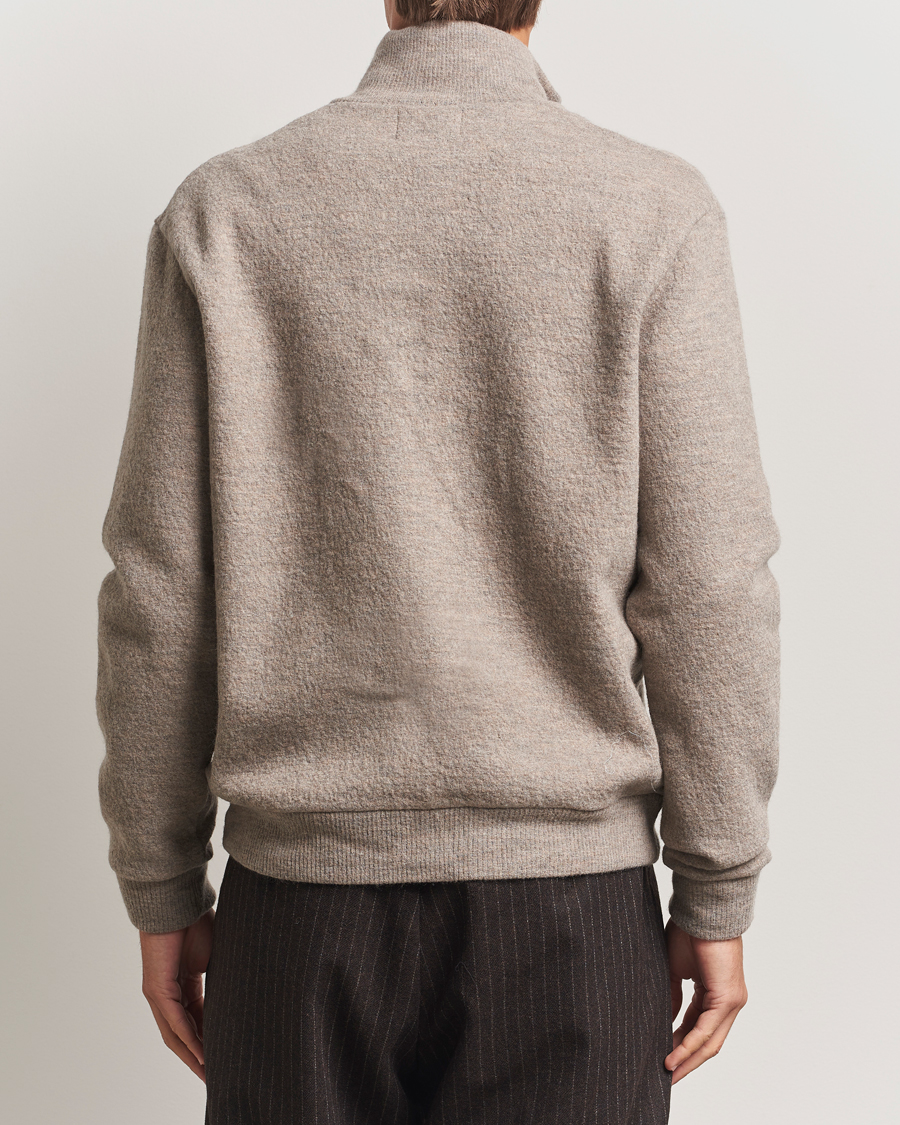 Mies | Puserot | NN07 | Boiled Wool Full Zip Khaki Beige