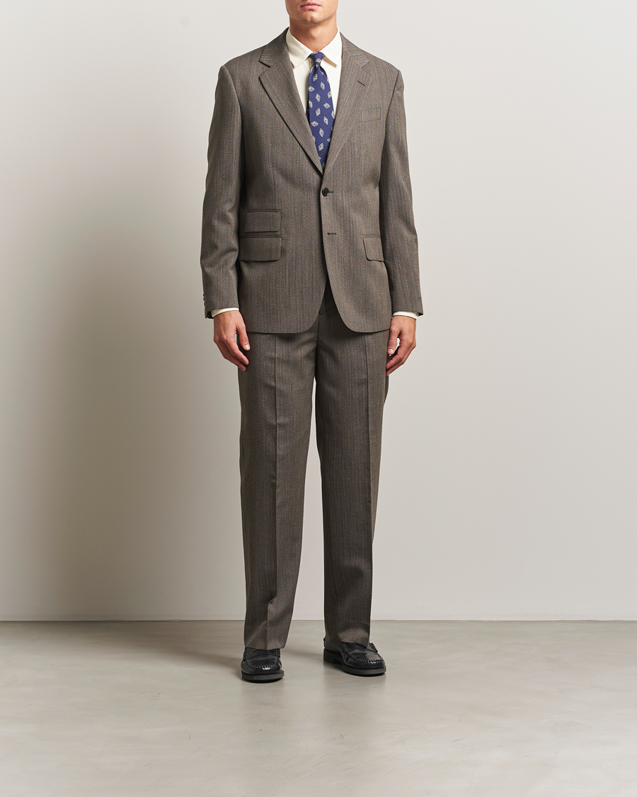 Mies | Housut | GANT 240 Mulberry Street | Herringbone Suit Pants Deep Brown