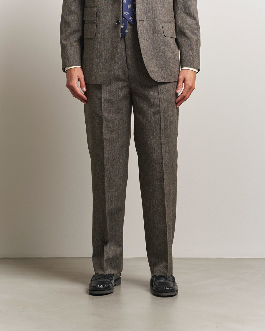Mies | Housut | GANT 240 Mulberry Street | Herringbone Suit Pants Deep Brown
