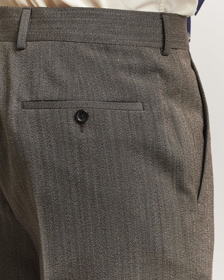 Mies | Housut | GANT 240 Mulberry Street | Herringbone Suit Pants Deep Brown