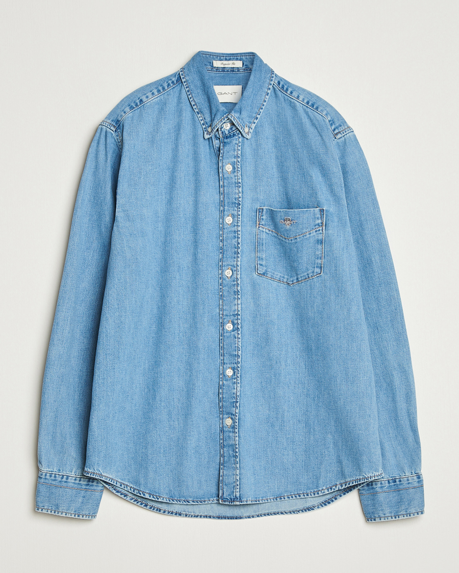 Mies | Kauluspaidat | GANT | Regular Fit Denim Shirt Light Blue Worn In