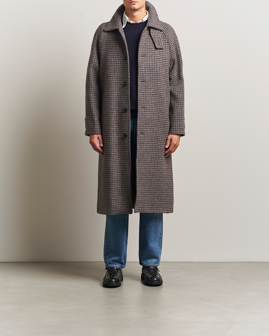 Mies | Takit | GANT | Wool Balmacaan Houndstooth Coat Deep Brown