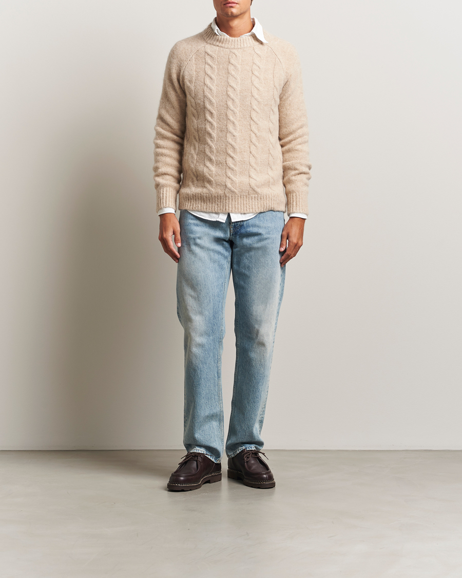 Mies | Puserot | GANT | Alpaca/Lambswool Cable Crew Neck Seed Melange