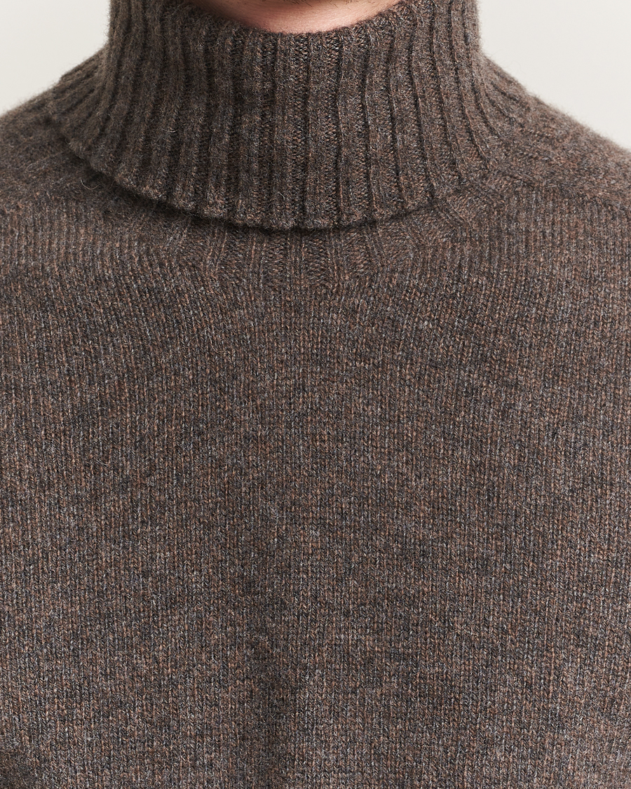 Mies | Puserot | Altea | Wool/Cashmere Rollneck Dark Brown Melange